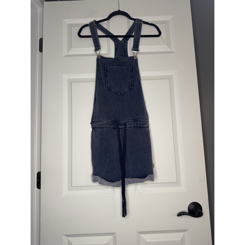 Z Supply Drawstring Waist Shortalls Small Blue